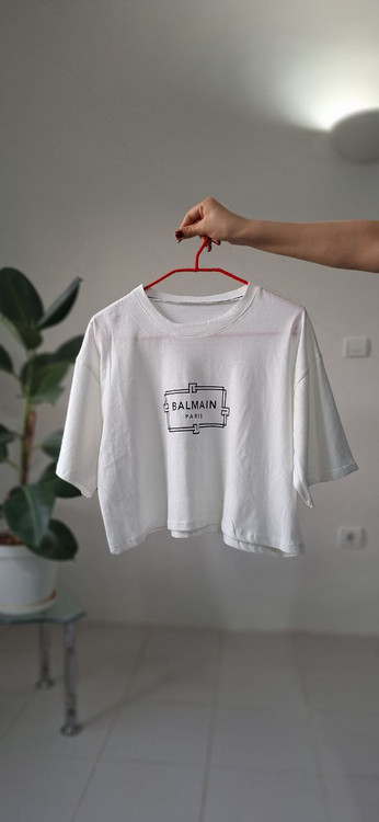 کراپ باکسی lvn نخ و پنبه فری سایز کار ترک رنگ سفید