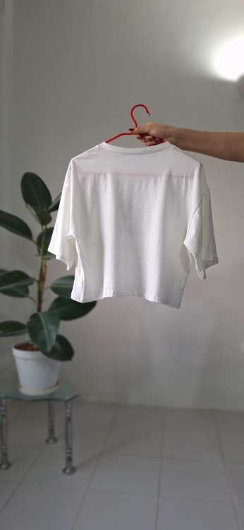 کراپ باکسی lvn نخ و پنبه فری سایز کار ترک رنگ سفید