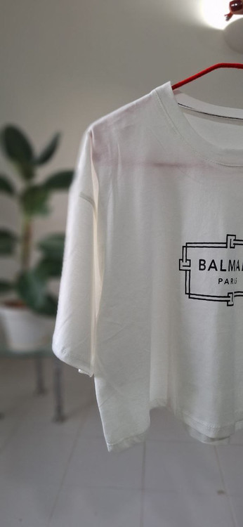 کراپ باکسی lvn نخ و پنبه فری سایز کار ترک رنگ سفید