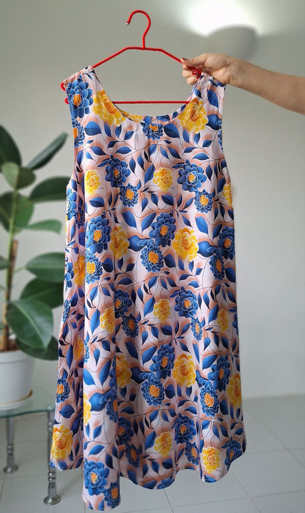 پیراهن طرح دار جنس نخی فری سایز کار ترک