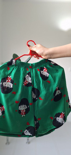 شورتک نخی سایز فری رنگ سبز کار ترک خنک و راحت