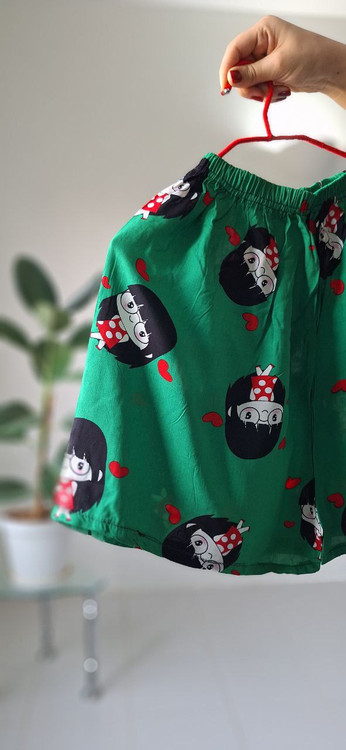 شورتک نخی سایز فری رنگ سبز کار ترک خنک و راحت