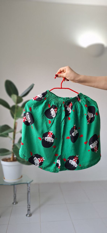 شورتک نخی سایز فری رنگ سبز کار ترک خنک و راحت