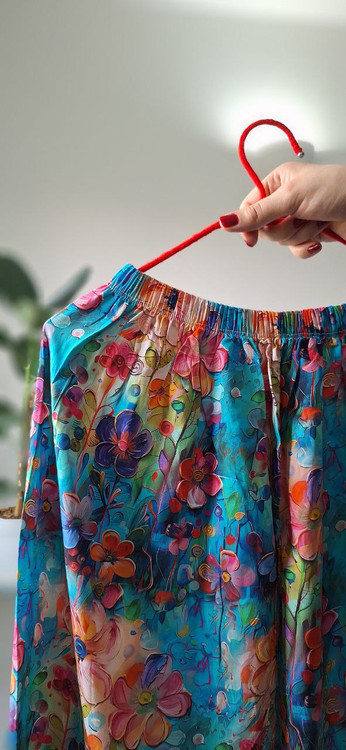 شلوار نخی با طرح سه بعدی فری سایز کار ترک